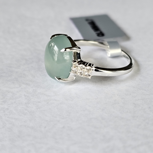 Genuine Aquaprase & White Zircon Ring in Sterling Silver Size 7! NWT - Picture 3 of 5